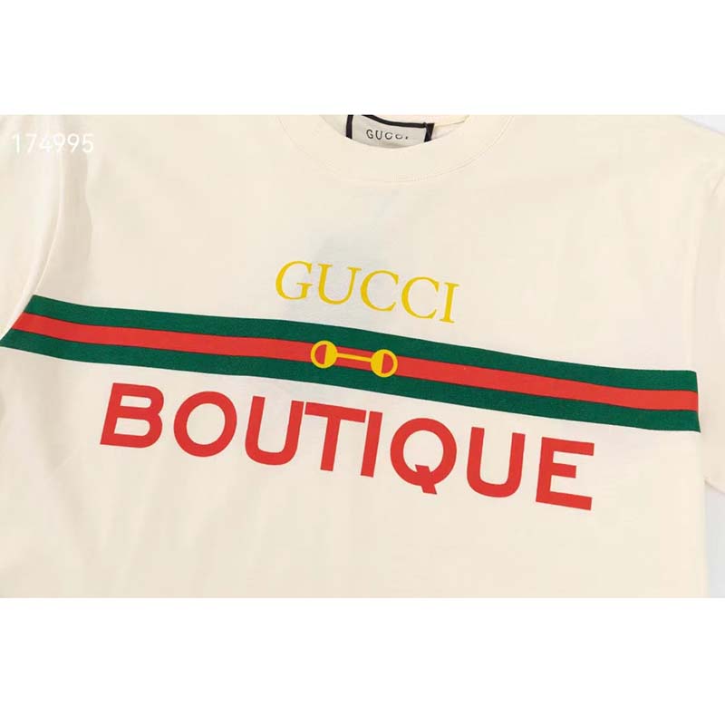 G*u*i gg women G*u*i boutique print oversize t-shirt white cotton jersey crewneck