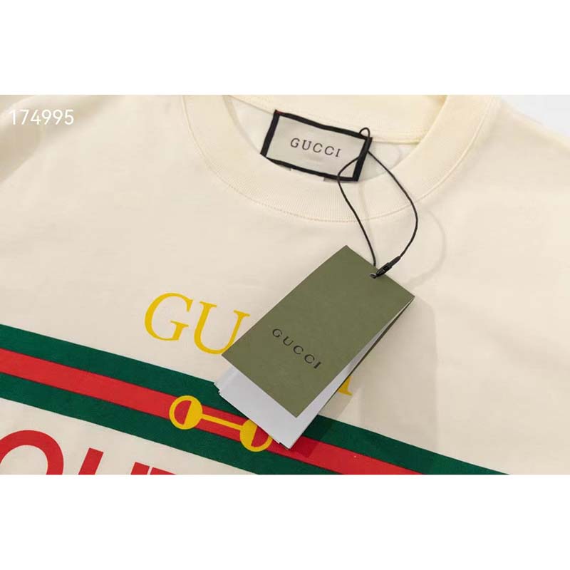 G*u*i gg women G*u*i boutique print oversize t-shirt white cotton jersey crewneck