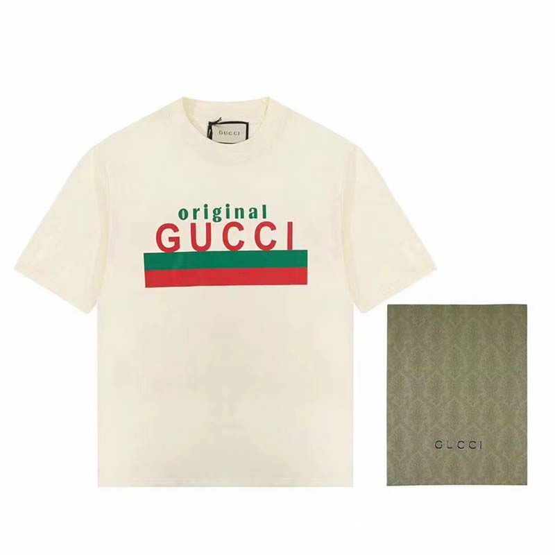 G*u*i gg men original G*u*i print oversize t-shirt white cotton jersey crewneck