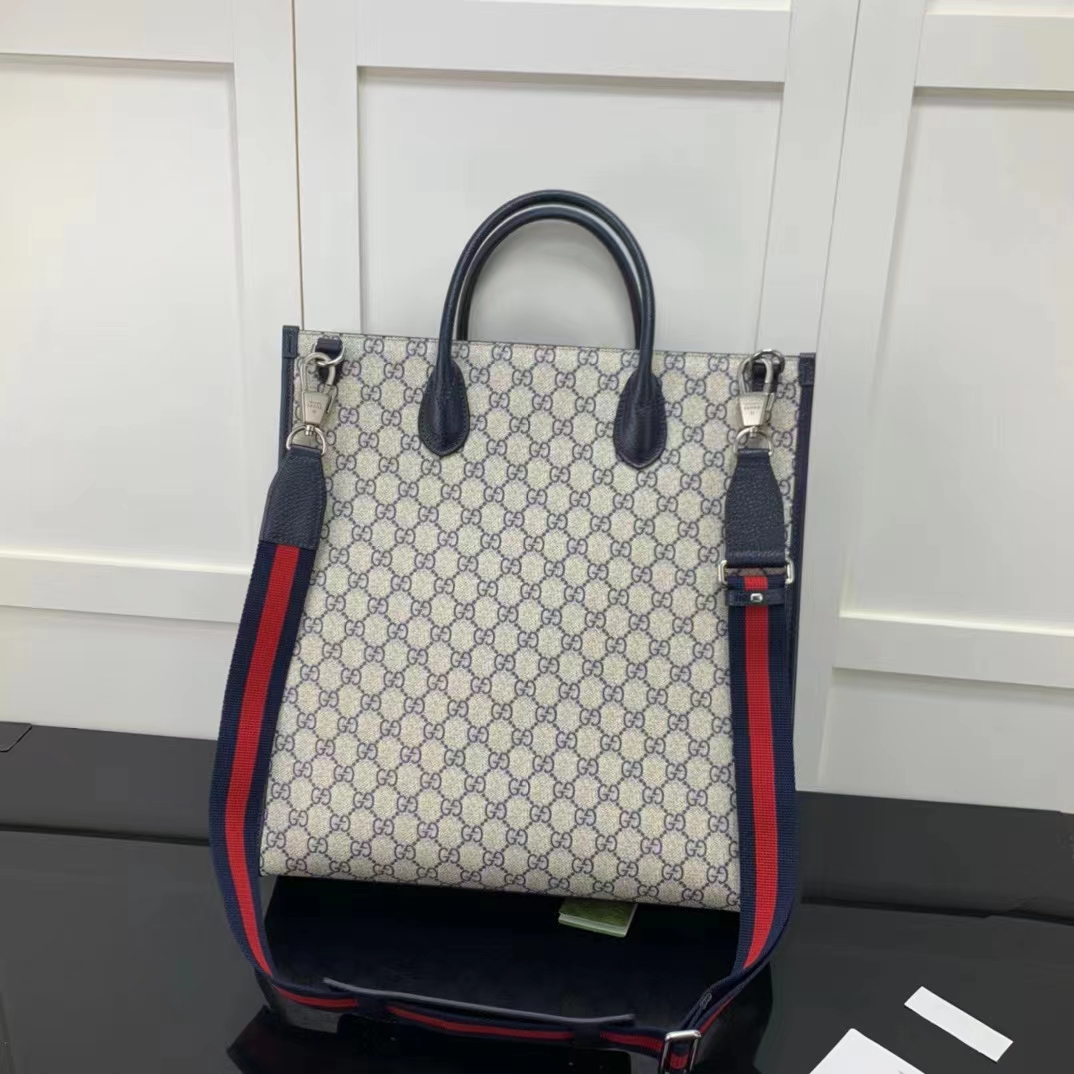 G*u*i gg unisex medium tote bag interlocking g beige blue supreme canvas