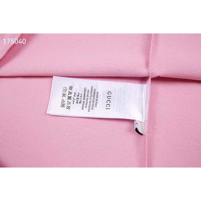 G*u*i gg women bananya cotton t-shirt pink jersey crewneck oversize fit