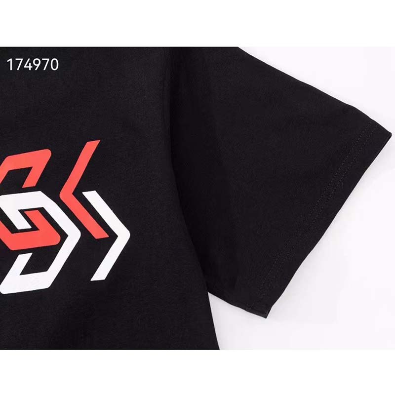 G*u*i gg women cotton jersey t-shirt black G*u*i mirror print crewneck oversize fit