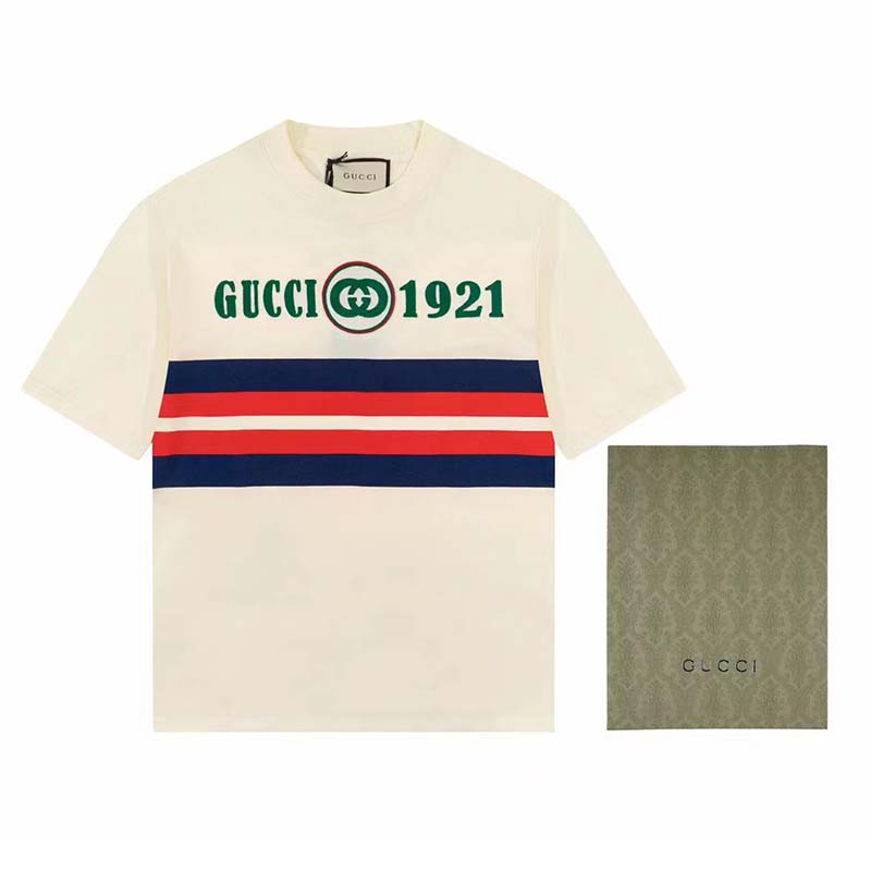 G*u*i gg women cotton t-shirt white cotton jersey crewneck oversize