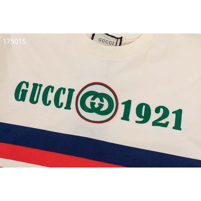 G*u*i gg women cotton t-shirt white cotton jersey crewneck oversize