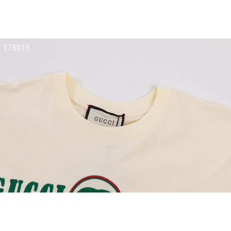 G*u*i gg women cotton t-shirt white cotton jersey crewneck oversize