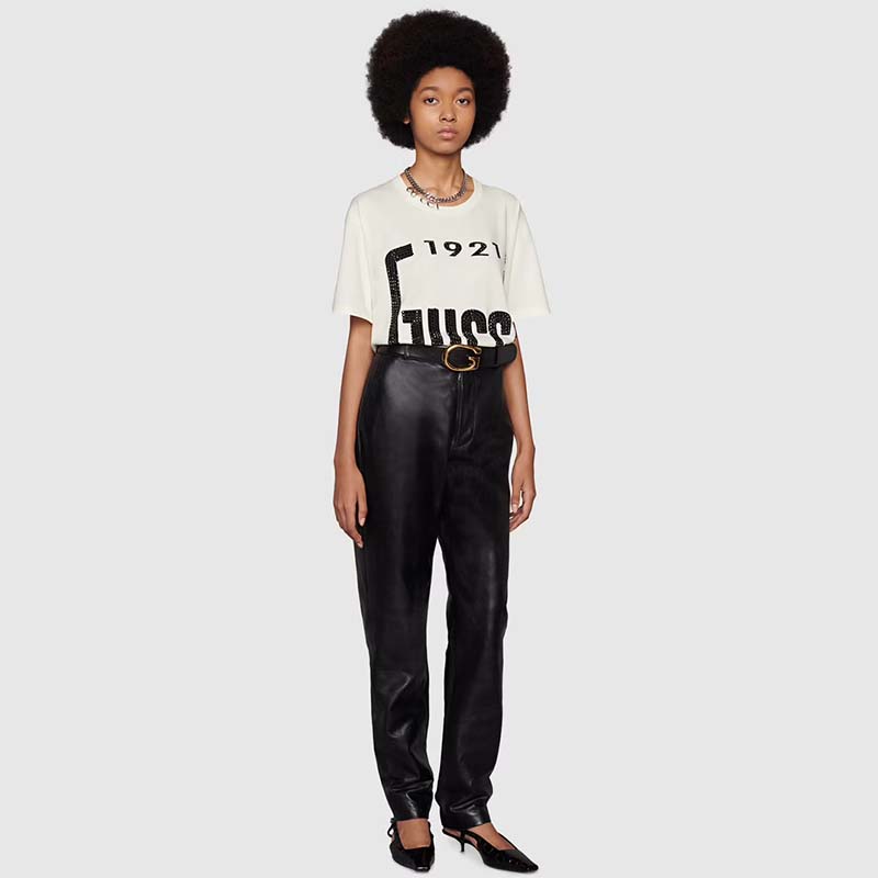 G*u*i gg women crystal 1921 G*u*i cotton t-shirt crewneck oversize fit