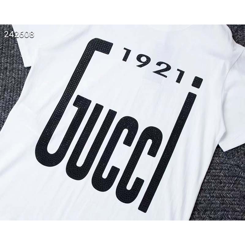 G*u*i gg women crystal 1921 G*u*i cotton t-shirt crewneck oversize fit