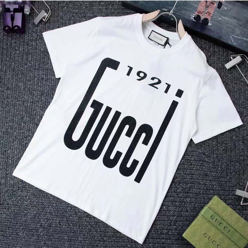G*u*i gg women crystal 1921 G*u*i cotton t-shirt crewneck oversize fit
