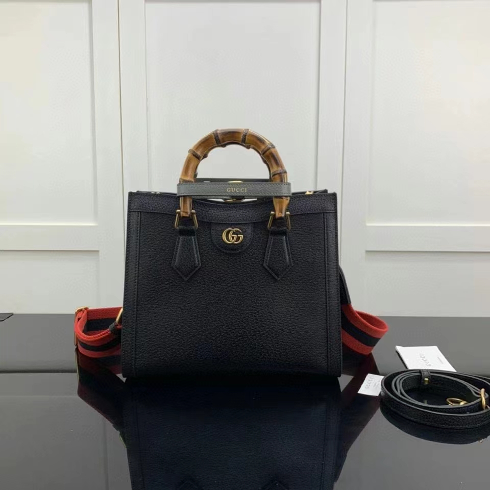 G*u*i gg women diana small tote bag double g black leather