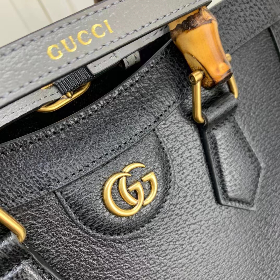G*u*i gg women diana small tote bag double g black leather