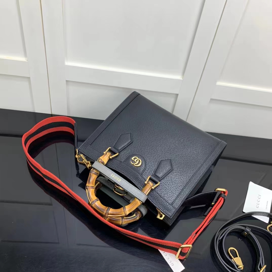 G*u*i gg women diana small tote bag double g black leather