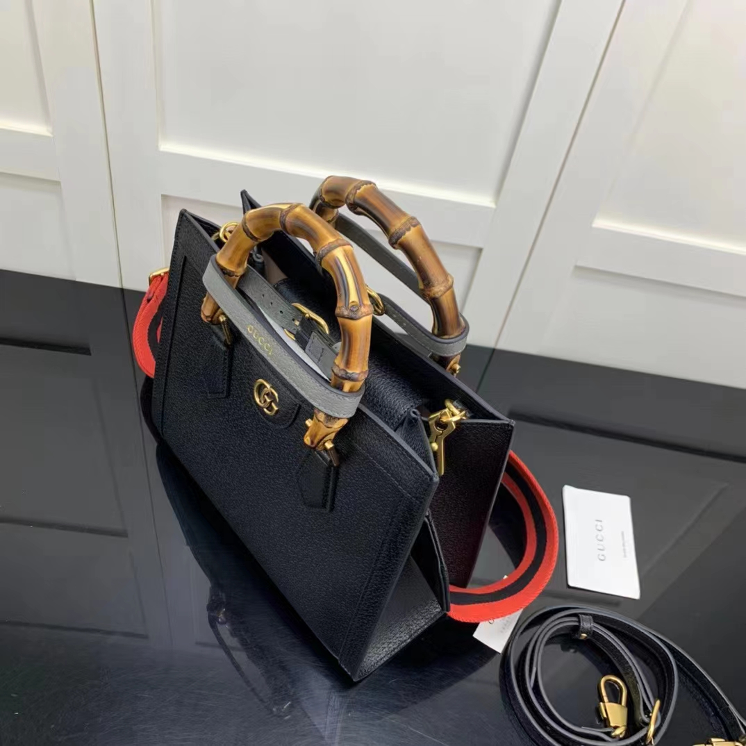 G*u*i gg women diana small tote bag double g black leather