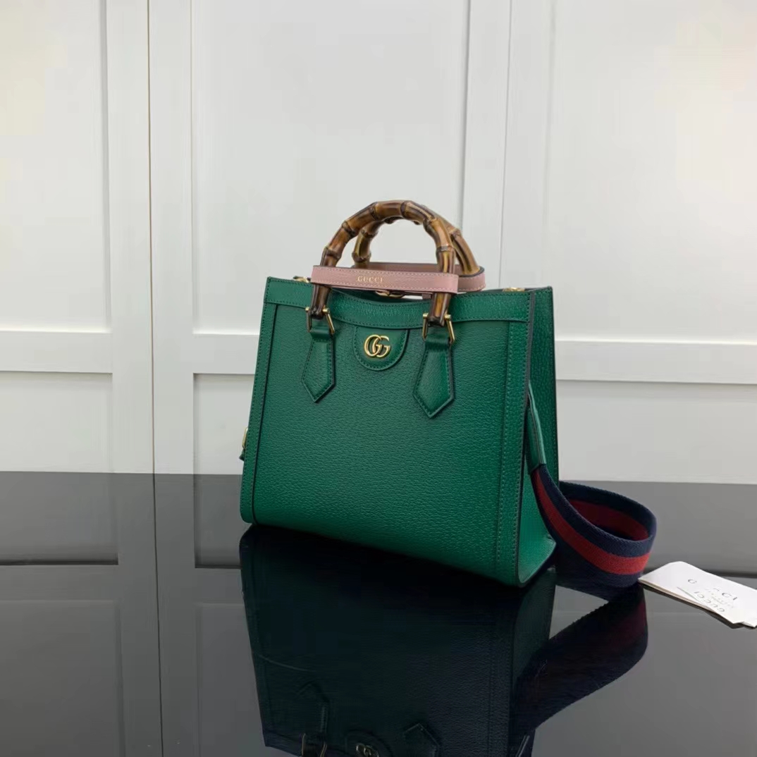 G*u*i gg women diana small tote bag double g green leather