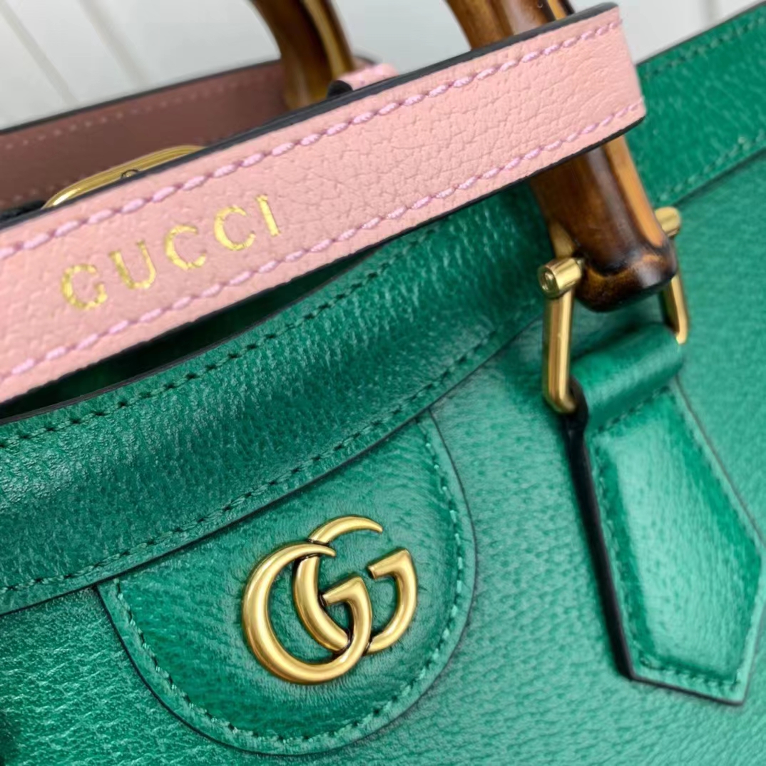G*u*i gg women diana small tote bag double g green leather
