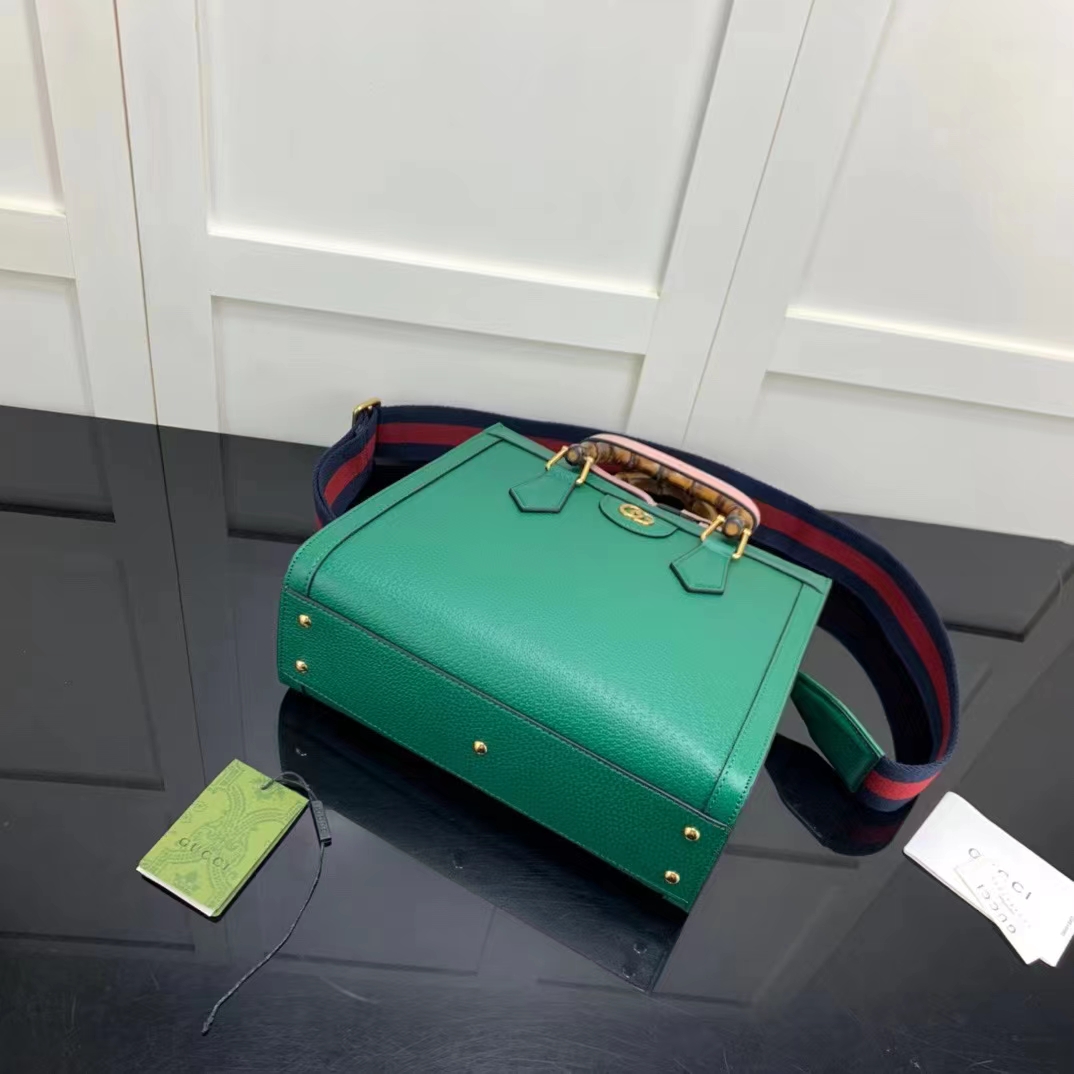 G*u*i gg women diana small tote bag double g green leather