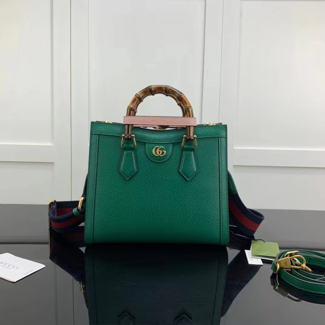 G*u*i gg women diana small tote bag double g green leather
