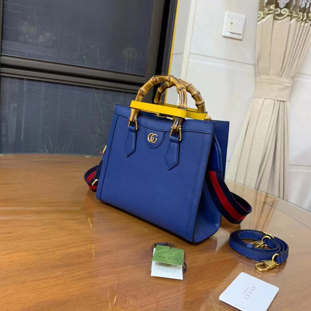 G*u*i gg women diana small tote bag double g royal blue leather