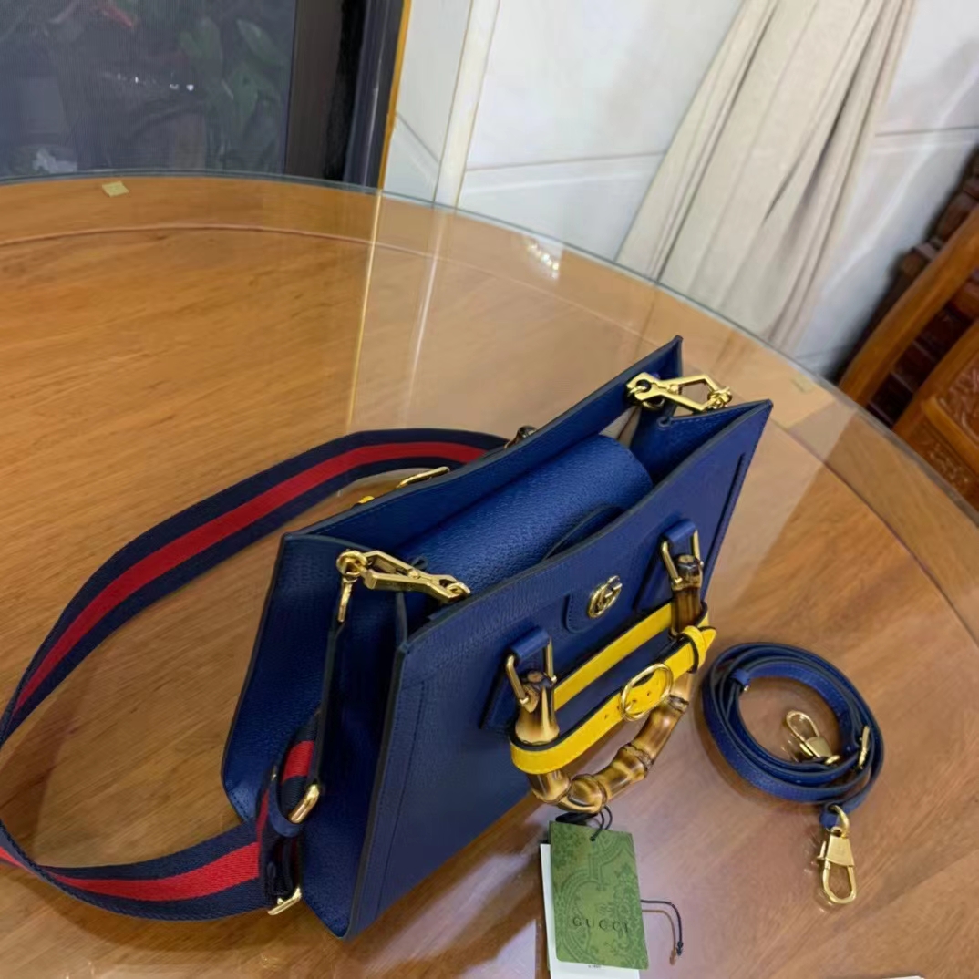 G*u*i gg women diana small tote bag double g royal blue leather