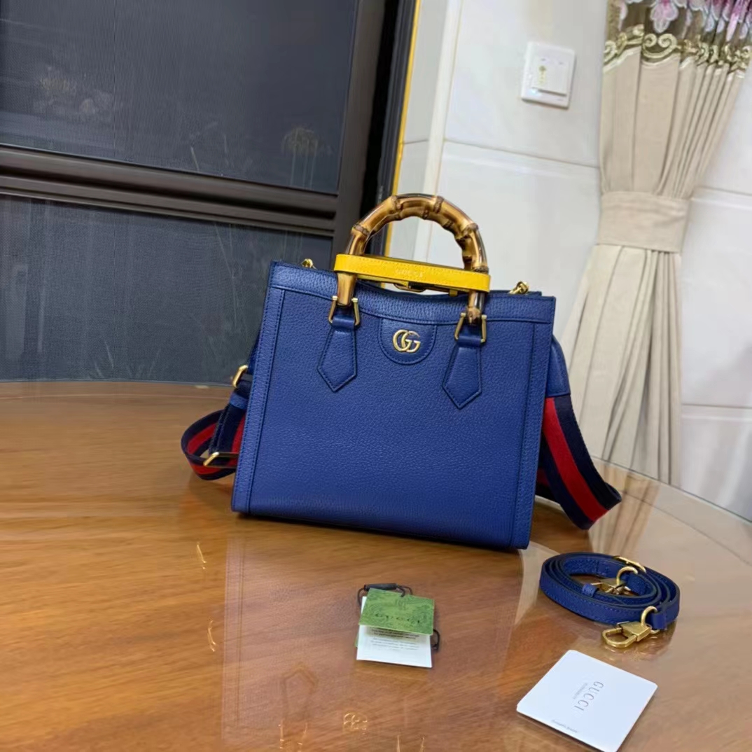 G*u*i gg women diana small tote bag double g royal blue leather