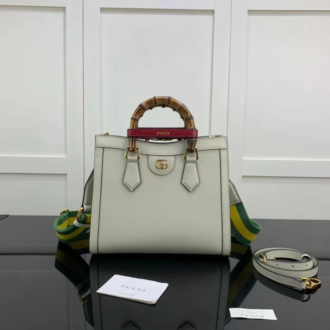 G*u*i gg women diana small tote bag double g white leather