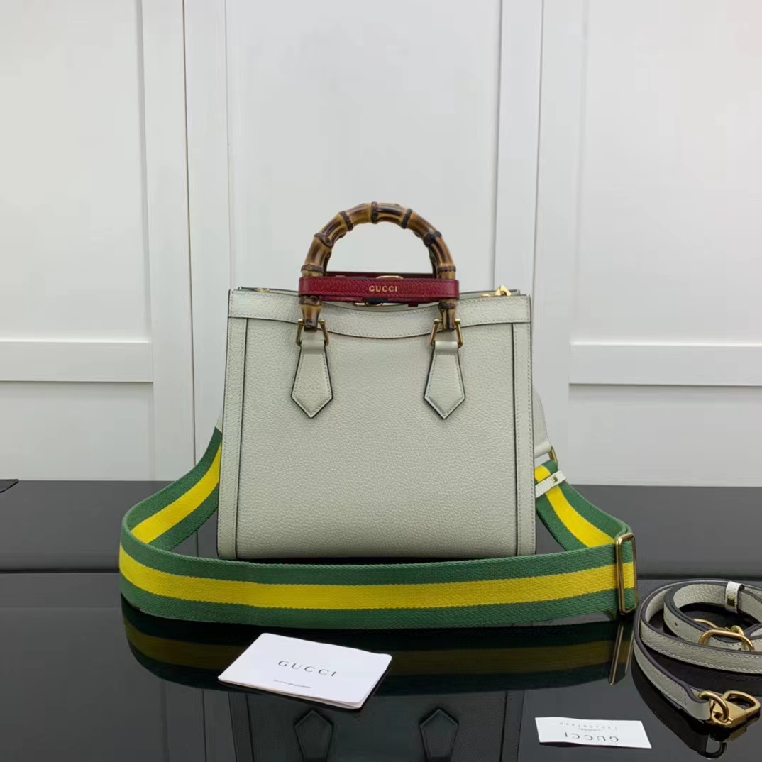 G*u*i gg women diana small tote bag double g white leather