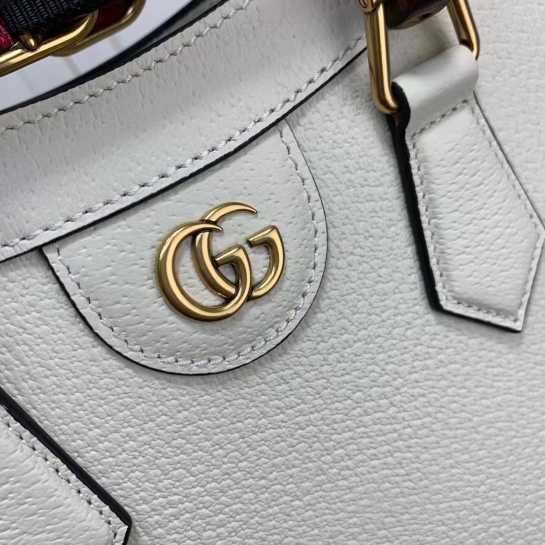 G*u*i gg women diana small tote bag double g white leather