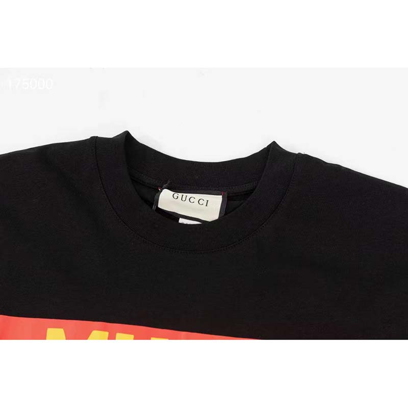 G*u*i gg women G*u*i 100 cotton t-shirt black cotton jersey crewneck oversize fit