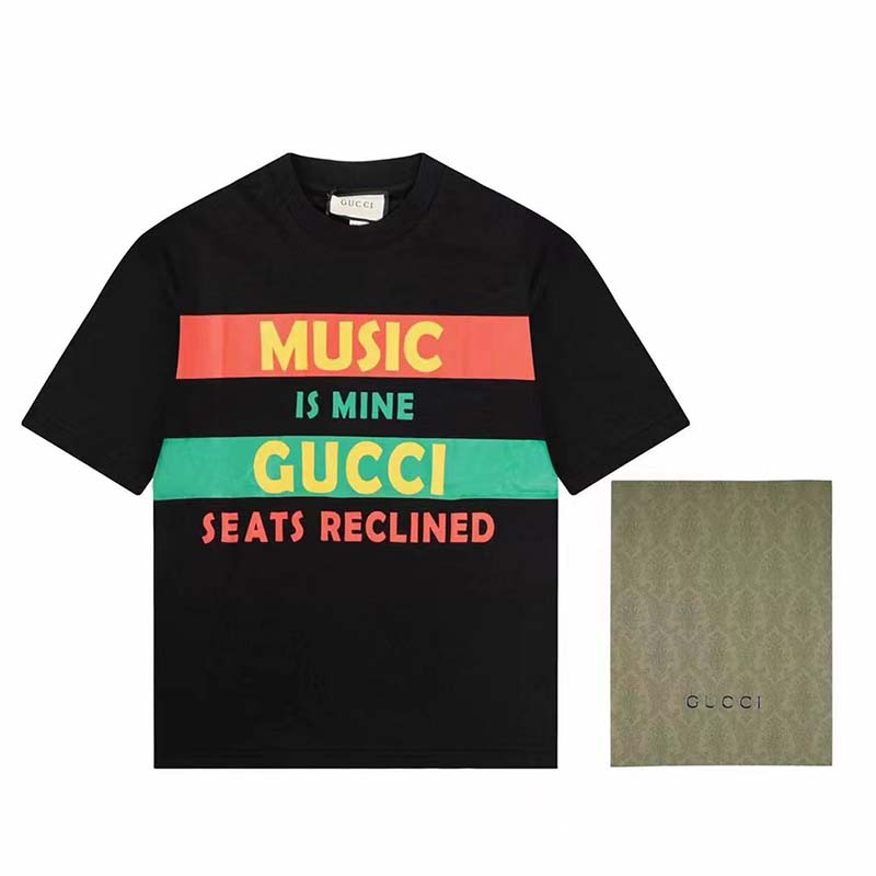 G*u*i gg women G*u*i 100 cotton t-shirt black cotton jersey crewneck oversize fit