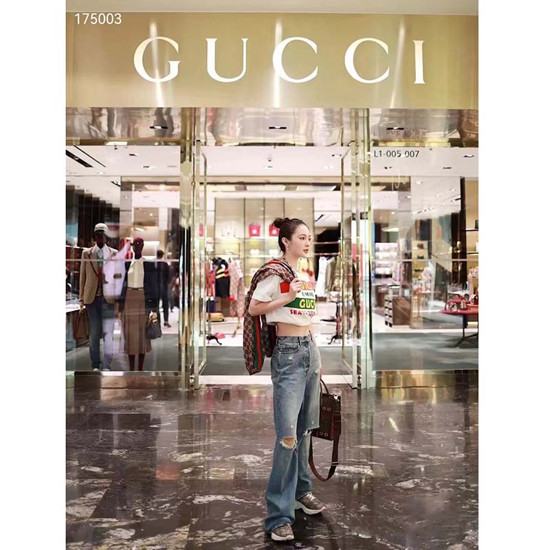 G*u*i gg women G*u*i 100 cotton t-shirt white cotton jersey crewneck oversize fit