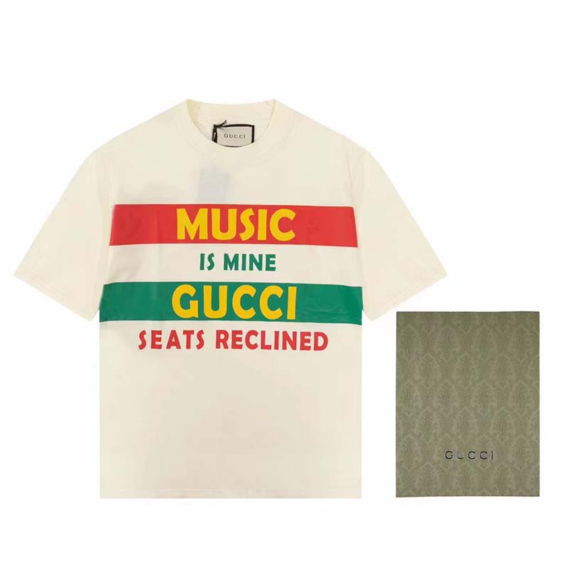 G*u*i gg women G*u*i 100 cotton t-shirt white cotton jersey crewneck oversize fit