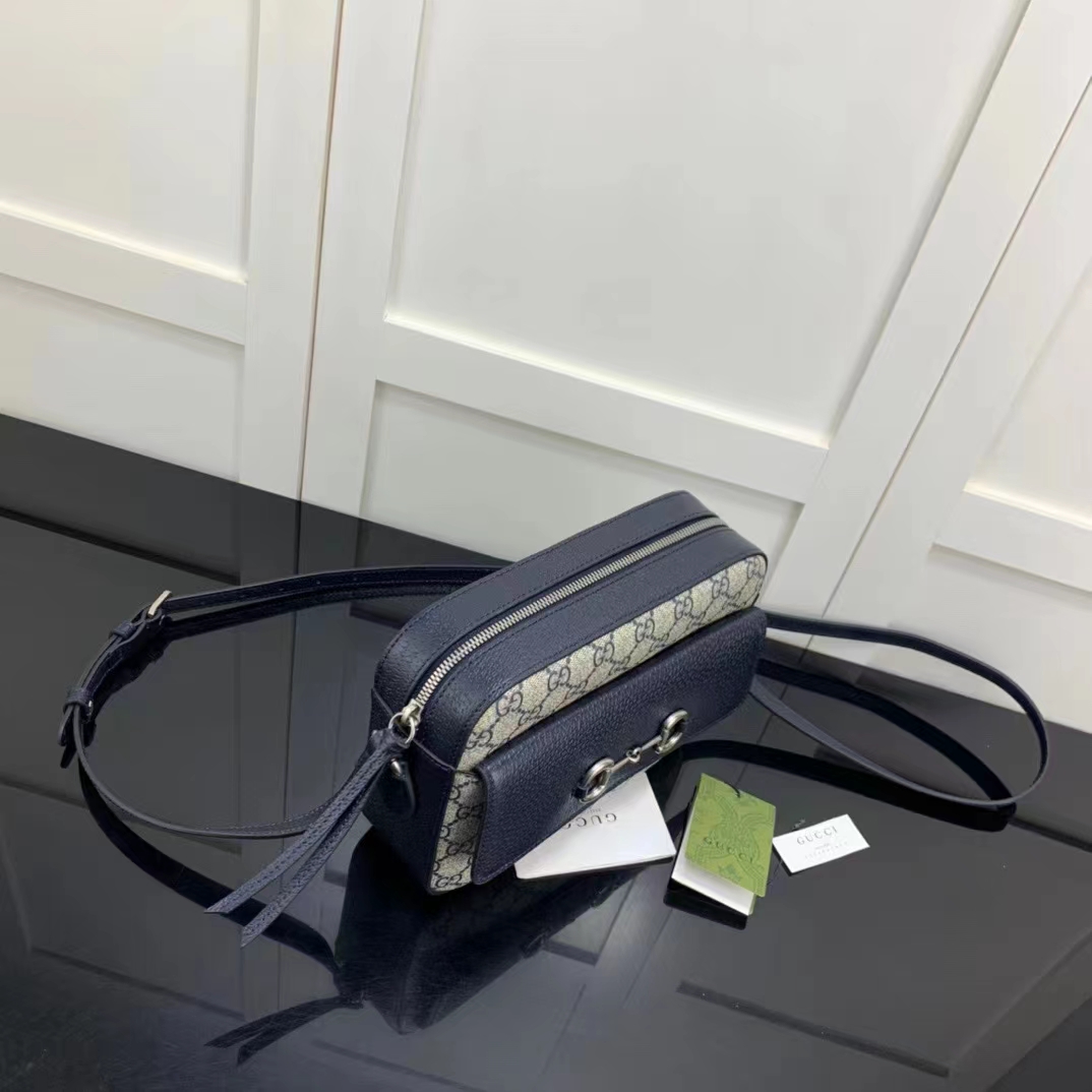 G*u*i gg unisex horsebit 1955 small bag beige blue gg supreme canvas