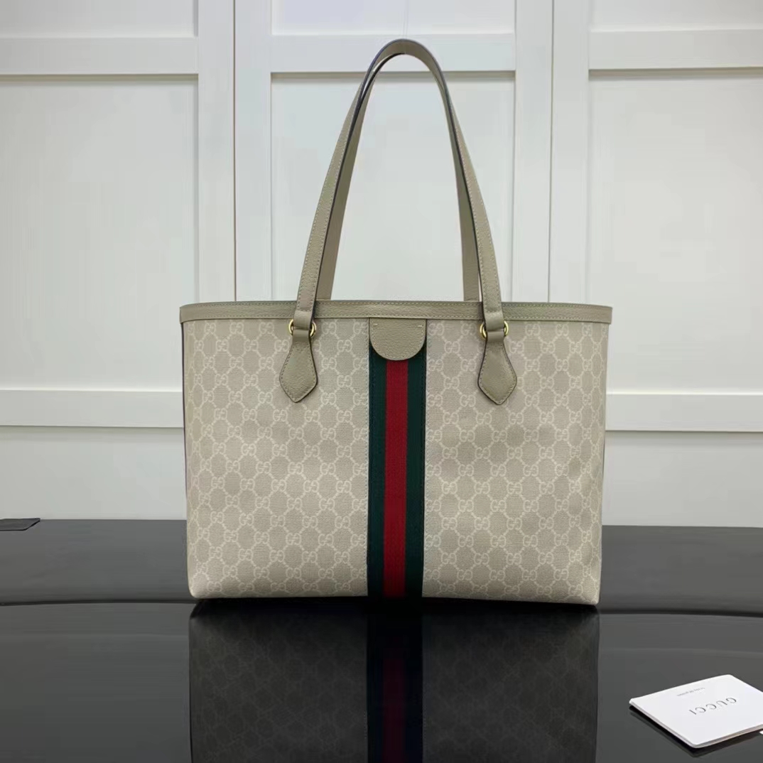 G*u*i gg women ophidia medium gg tote beige white supreme canvas