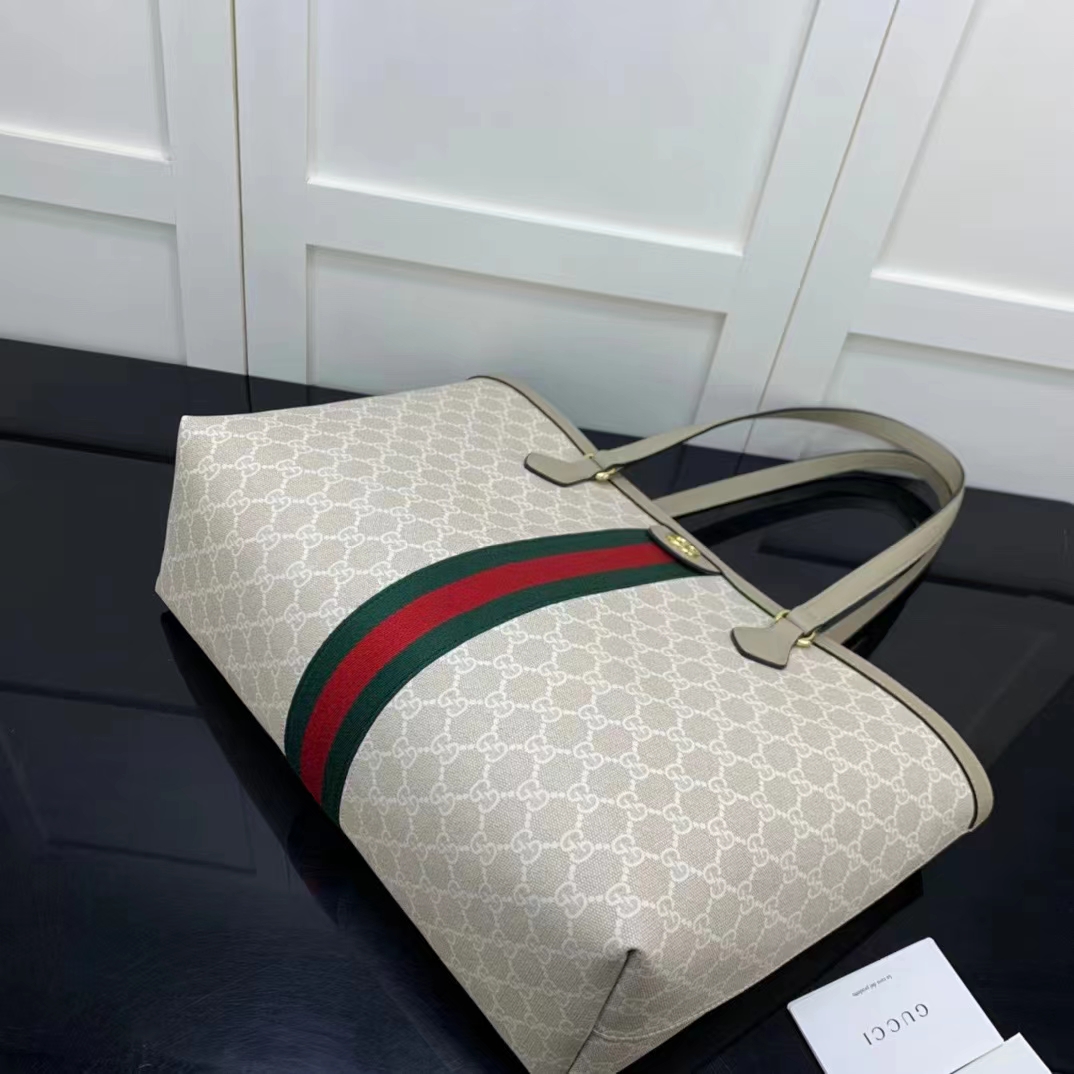 G*u*i gg women ophidia medium gg tote beige white supreme canvas