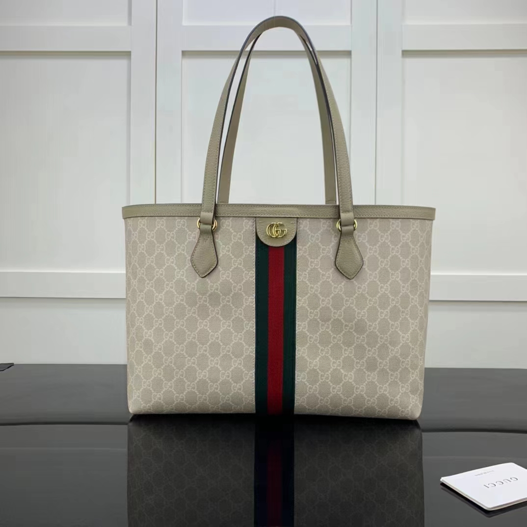 G*u*i gg women ophidia medium gg tote beige white supreme canvas