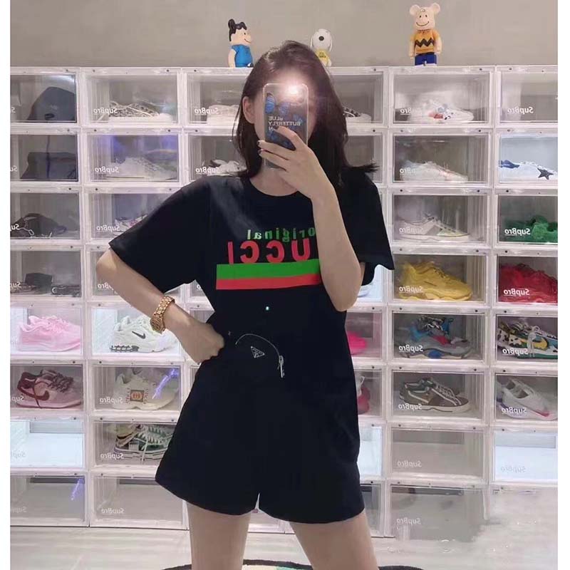 G*u*i gg women original G*u*i print oversize t-shirt black cotton jersey crewneck