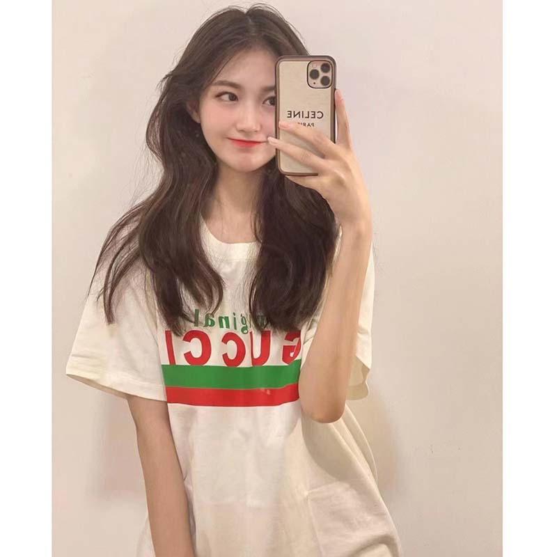 G*u*i gg women original G*u*i print oversize t-shirt white cotton jersey crewneck