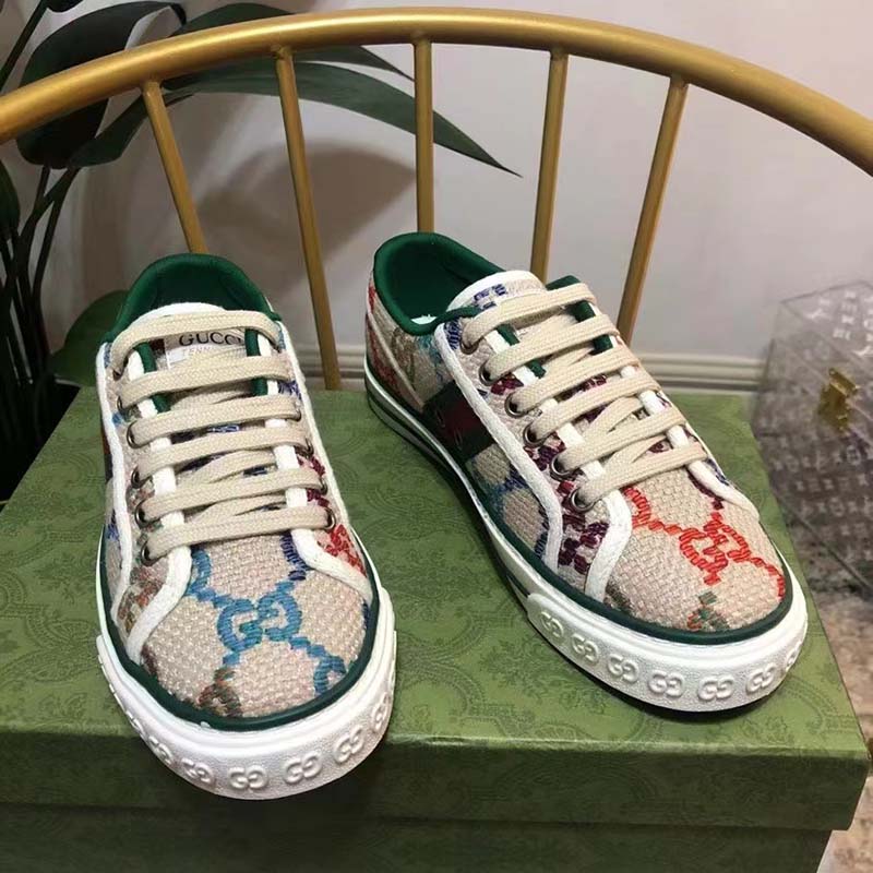 G*u*i unisex gg G*u*i tennis 1977 sneaker green red web flat 2 cm heel