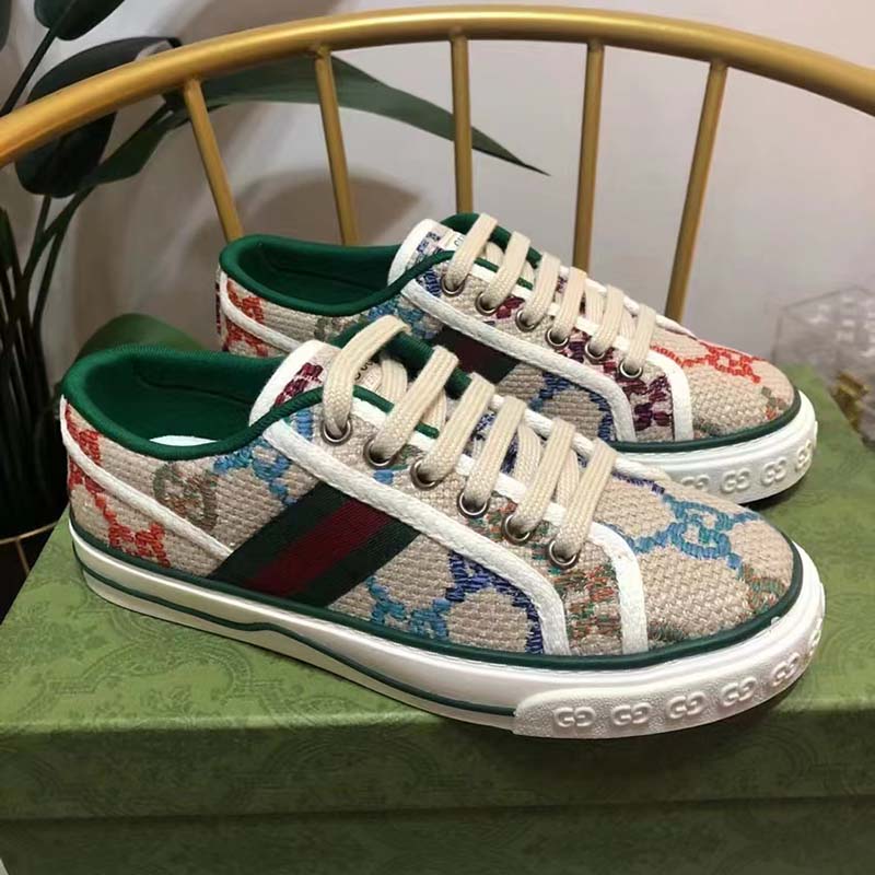 G*u*i unisex gg G*u*i tennis 1977 sneaker green red web flat 2 cm heel