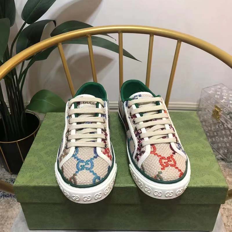 G*u*i unisex gg G*u*i tennis 1977 sneaker green red web flat 2 cm heel