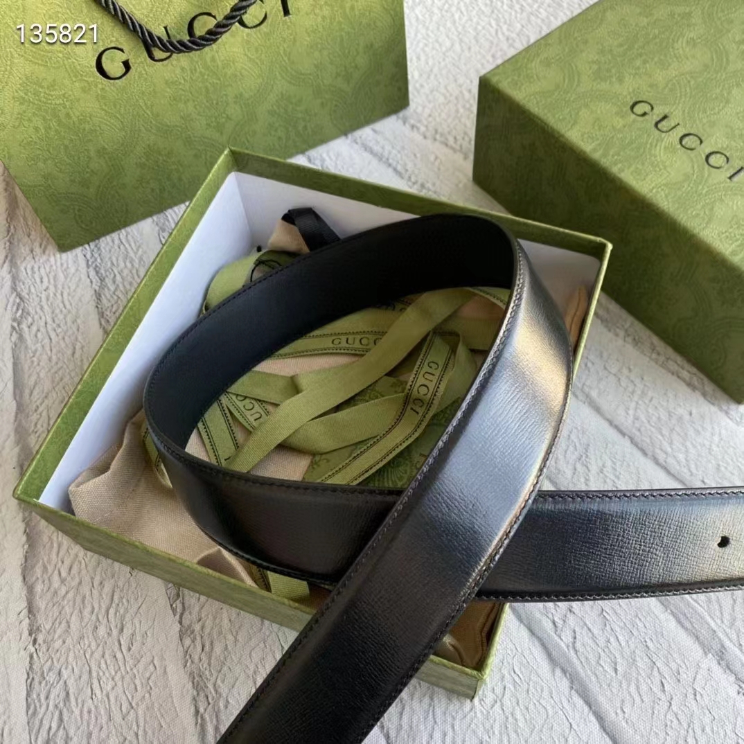 G*u*i unisex gg marmont thin belt black leather double g buckle 2.5 cm width