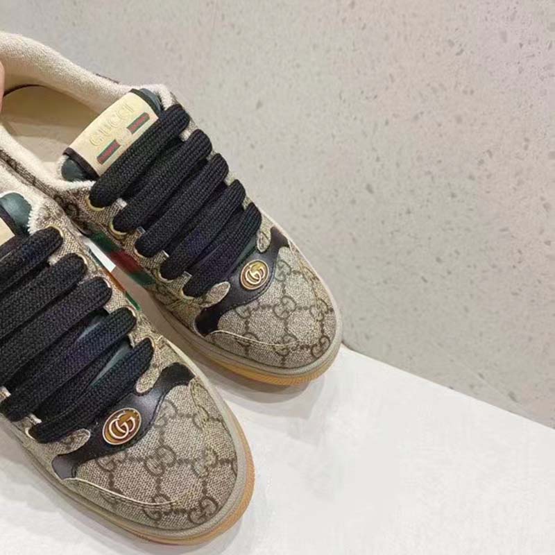 G*u*i unisex gg screener sneaker beige ebony gg supreme canvas green red web