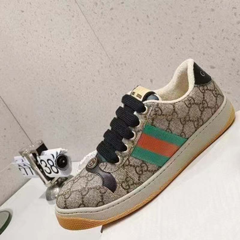 G*u*i unisex gg screener sneaker beige ebony gg supreme canvas green red web