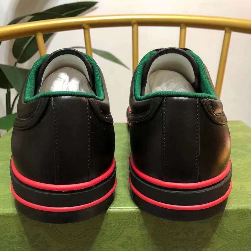 G*u*i unisex G*u*i tennis 1977 sneaker black leather green red web flat