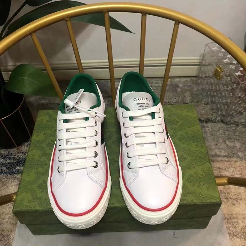 G*u*i unisex G*u*i tennis 1977 sneaker white leather green red web flat