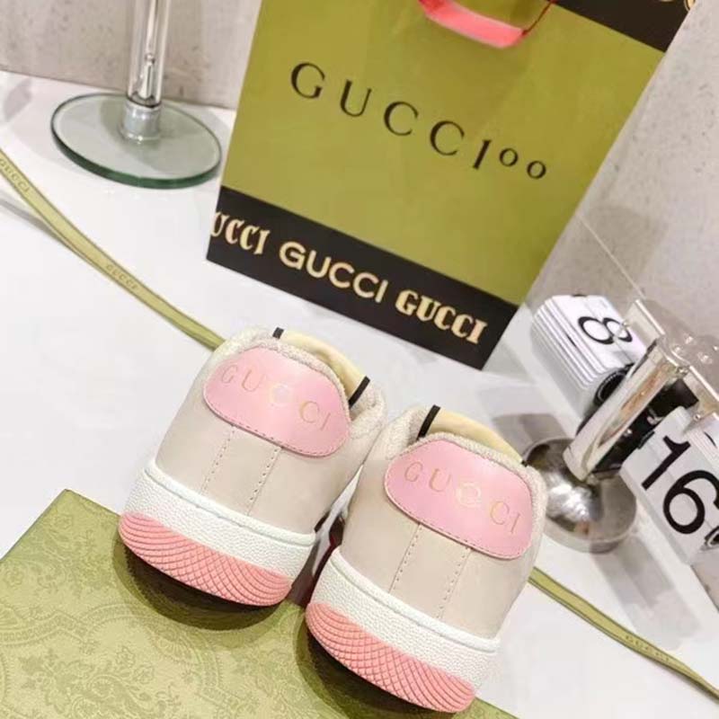 G*u*i unisex screener sneaker crystals beige ebony gg canvas 3.6 cm heel