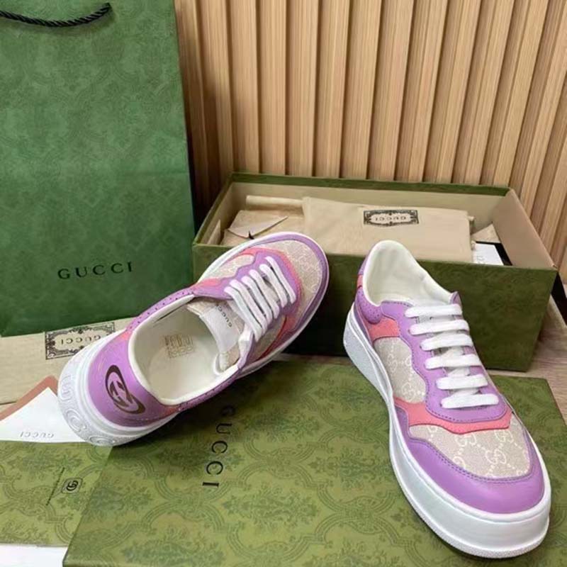 G*u*i unisex sneaker white beige gg supreme canvas printed interlocking g