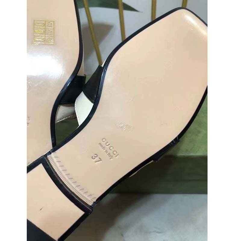G*u*i unisex women slipper double g white leather matelassé chevron flat