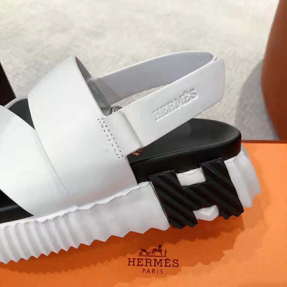 Hermes Women Electric Sandal in Calfskin-White