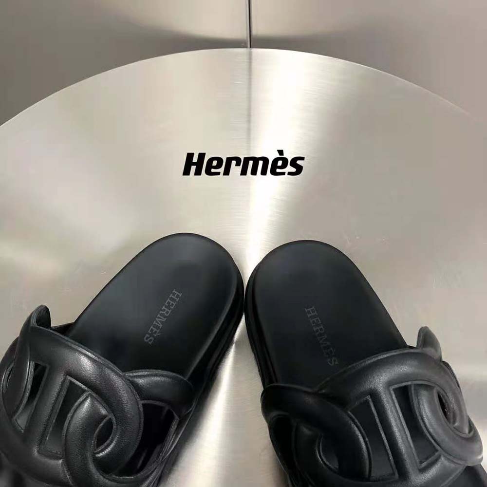 Hermes Women Extra Sandal in Nappa Leather-Black