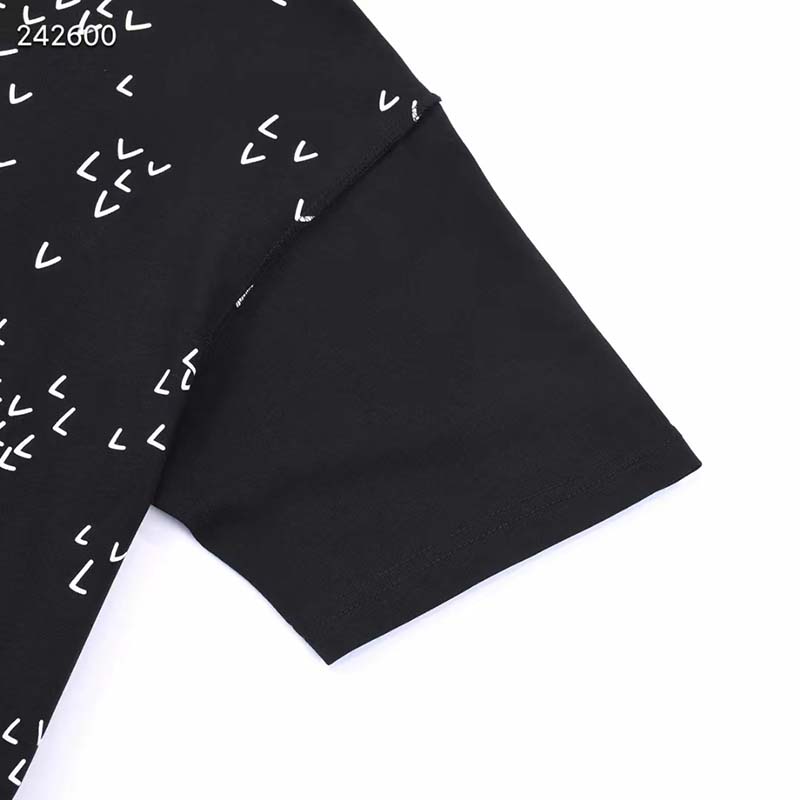 Louis Vuitton LV Men Spread Embroidered T-Shirt Cotton Black Regular Fit